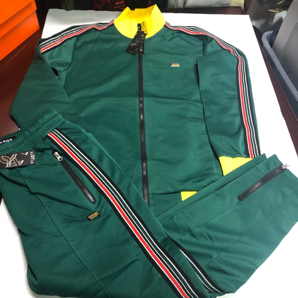 Reason clothing Green/yellow tracksuit large